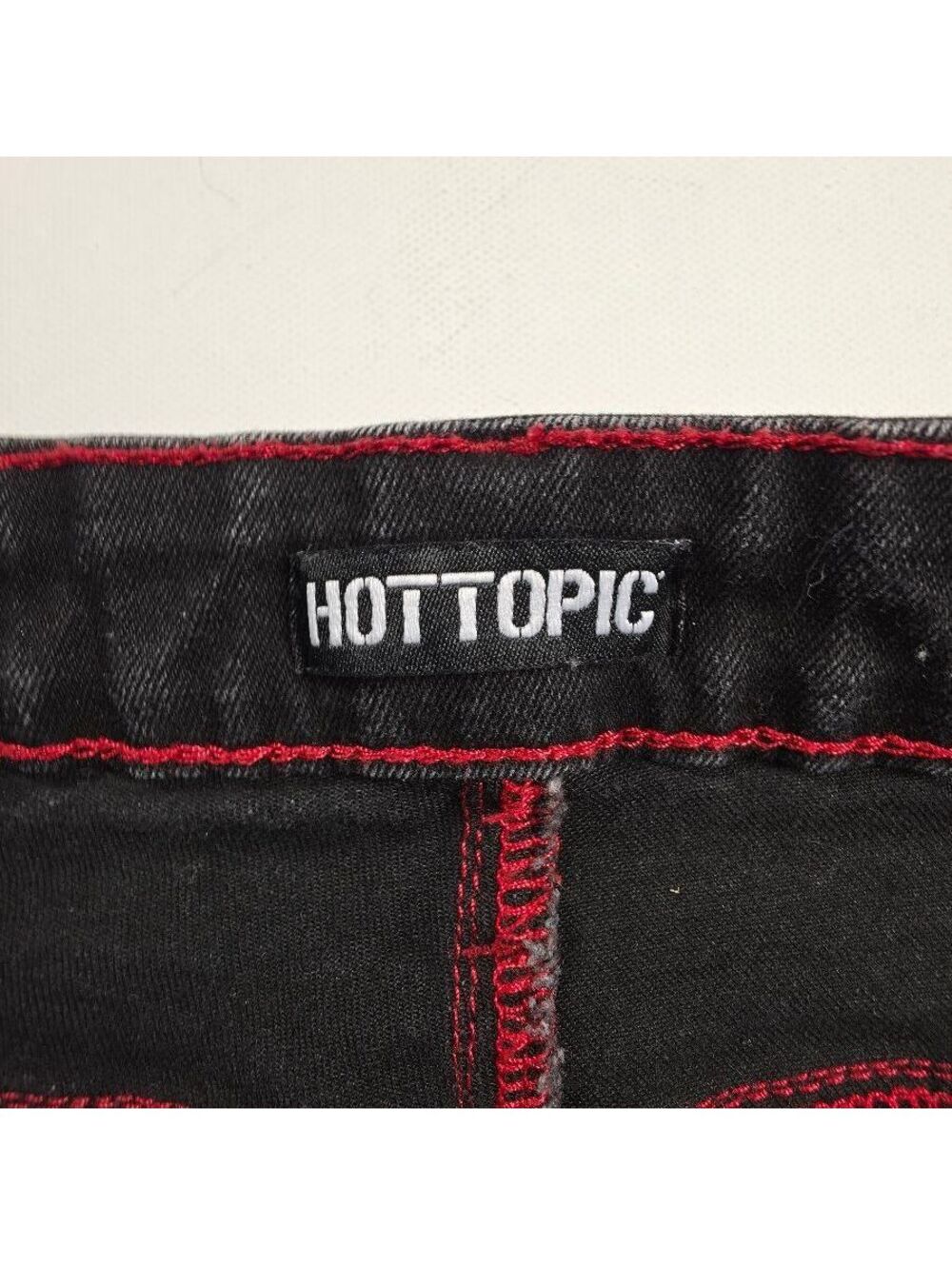 Hot Topic Goth Black Red Tripp Style Cargo Jeans Zip Off Star Flare Jeans 7 - Picture 7 of 10